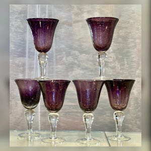 Artland Iris Plum Water Glasses / Artland Blown Bubble Purple Water Goblets / Iris Plum Water Glasses / Artland Purple Water Glasses -  6