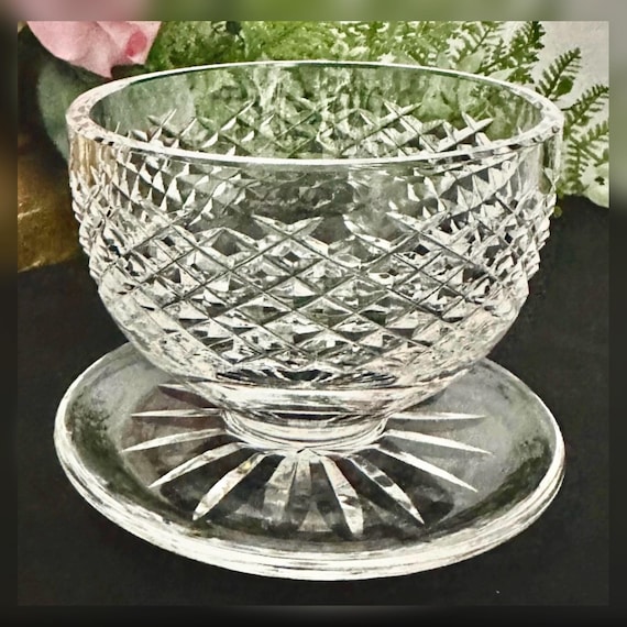 Vintage Waterford Alana Crystal Dessert Bowl, Footed Cut Glass