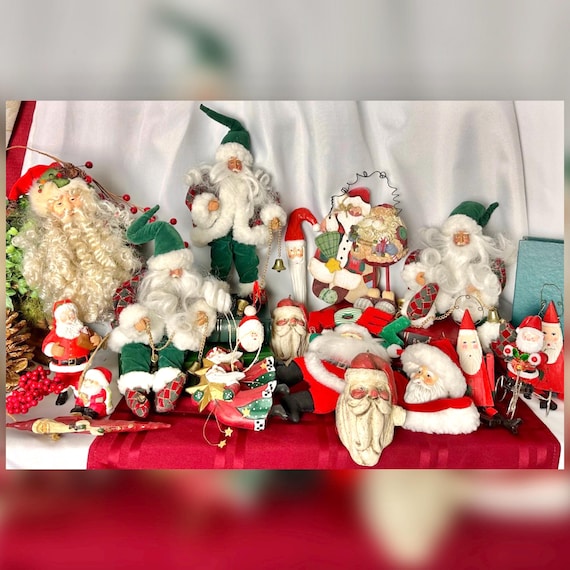 Vintage Santa Claus Ornament Lot of 20 Mixed Christmas Holiday Decorations