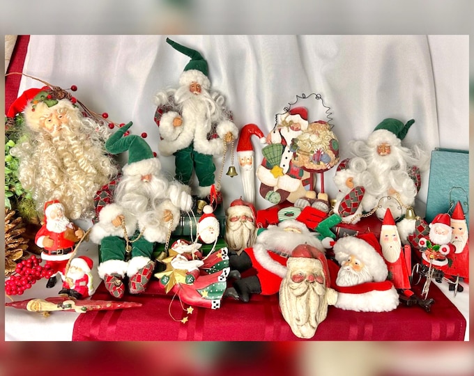 Vintage Santa Claus Ornament Lot of 20 Mixed Christmas Holiday Decorations