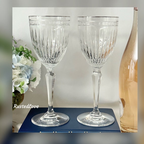 Waterford Crystal Hanover Platinum Water Goblets / Waterford Marquis Hanover / Platinum Hanover Marquis Water Glasses  / Waterford Hanover 2