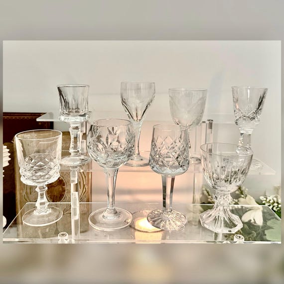 Mixed Cordial Glasses Set of 8 Vintage Liquor Aperitif Digestif Stemware