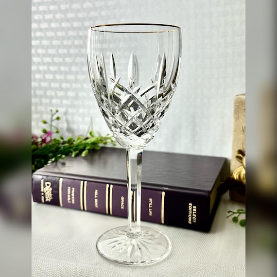 Golden Araglin Waterford Crystal Wine Glass / Araglin Gold Wine Glass / Waterford Crystal Wine Glass / Gold Rimmed Waterford Wine Goblet 1