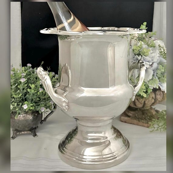 Leonard Champagne Bucket Silver Plated Wine Cooler Silverplated Bar Cart Decor