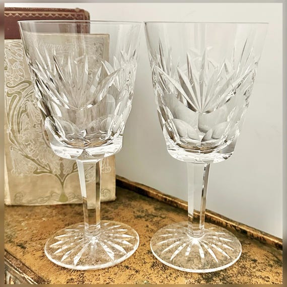 Waterford Ashling Water Glasses Pair Vintage Irish Crystal Replacement