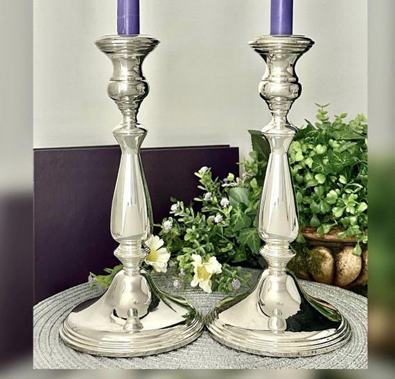 Vintage Empire Sterling Silver Candle Holders / Sterling Vintage Elegant Empire Candlesticks / Empire Sterling Monogramed Candlesticks - 2