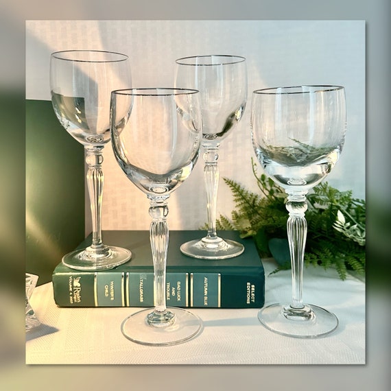 Waterford Carleton Platinum Wine Glasses / Waterford Crystal Wine Glasses / Carleton Platinum Blown Wine Glasses / Vintage Wine Glasses