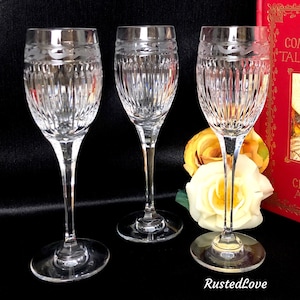 Mikasa Italian Countryside Crystal Glasses / talian Countryside Cut Bowl Wine Glasses / Mikas Wine Glasses / Vintage Mikasa Goblets - 3 Pc