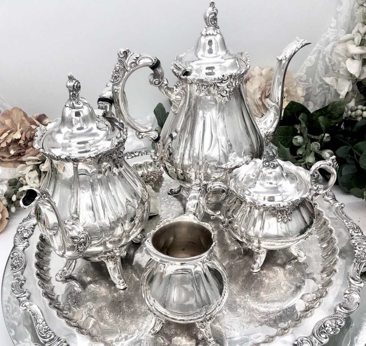 Vintage Tea Set / Wallace Baroque Tea Set / Wallace Etsy