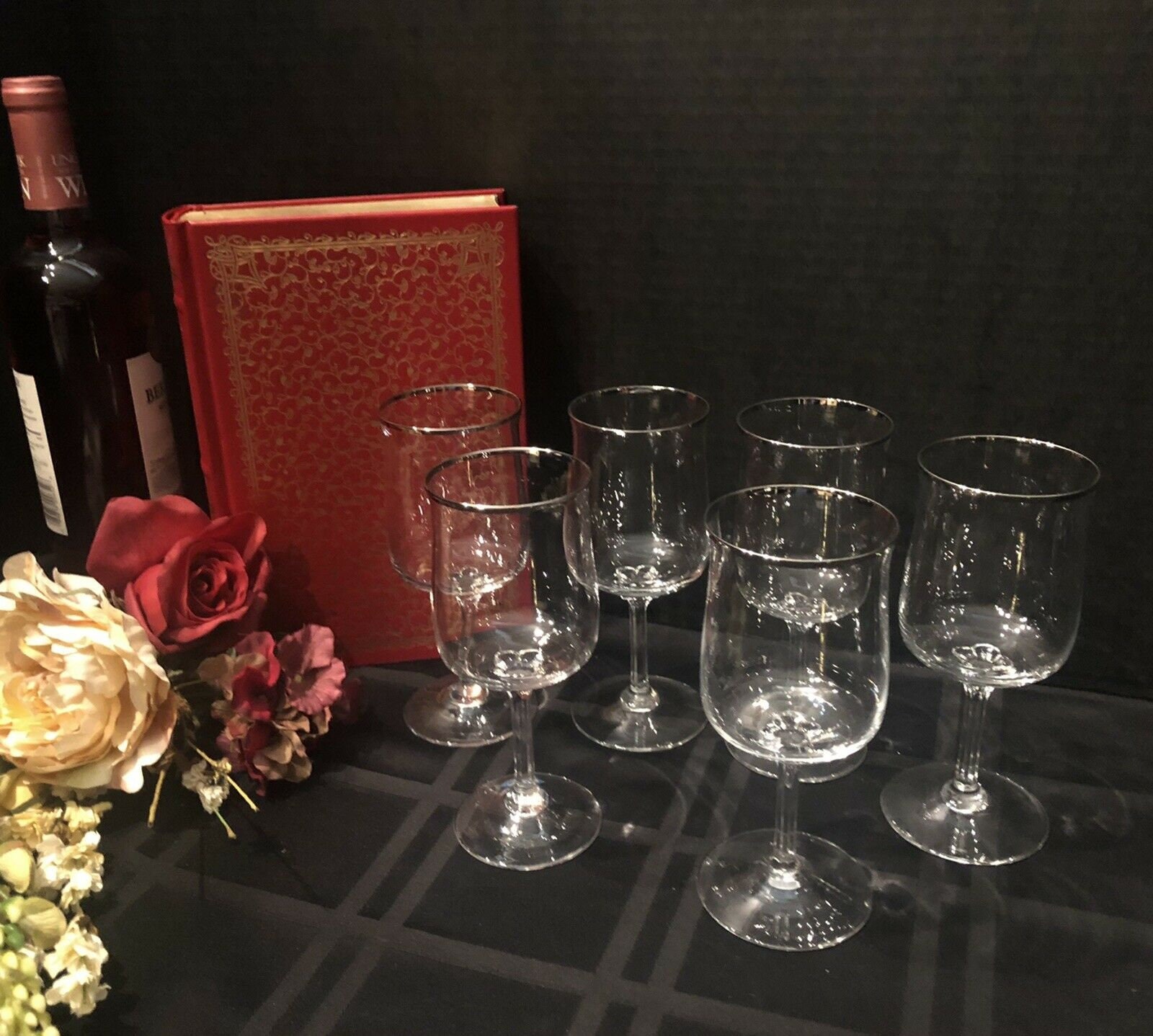 Lenox Wine Glasses / Lenox Desire / Platinum Rim / Vintage Wine