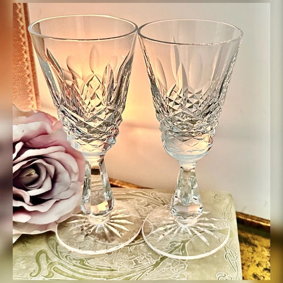 Pair Waterford Kenmare Sherry Glasses Vintage Irish Crystal Stemware