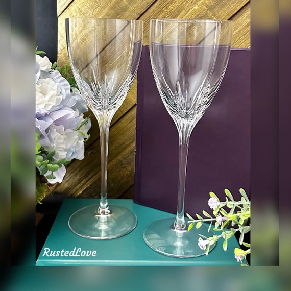 Lenox Firelight Water Glasses / Lenox Clear Cut Panel Firelight Glasses / Vintage Lenox Blown Water Goblets /  Firelight Water Glasses - 2