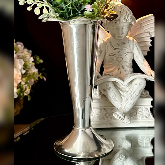Sterling Silver Posey Vase / Vintage Mexico Silver .925 Flower Vase / Small Sterling Silver Vintage Wavy Rimmed Vase / Sterling Silver Vase