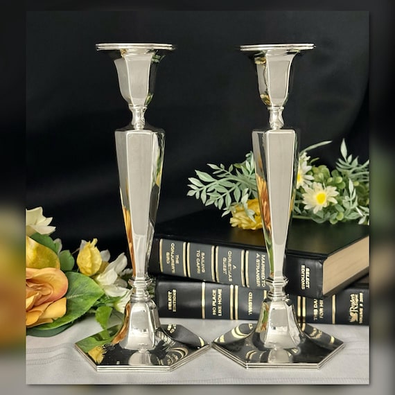 Tiffany & Co Sterling Silver Candle Holders / Vintage Candle Sticks / Tiffany Sterling Candlesticks 1940's / Monogramed Silver Pair