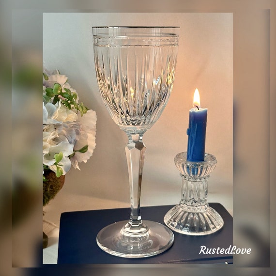 Waterford Crystal Hanover Platinum Water Goblet / Waterford Marquis Hanover / Platinum Hanover Marquis Water Glass  / Vintage Waterford - 1