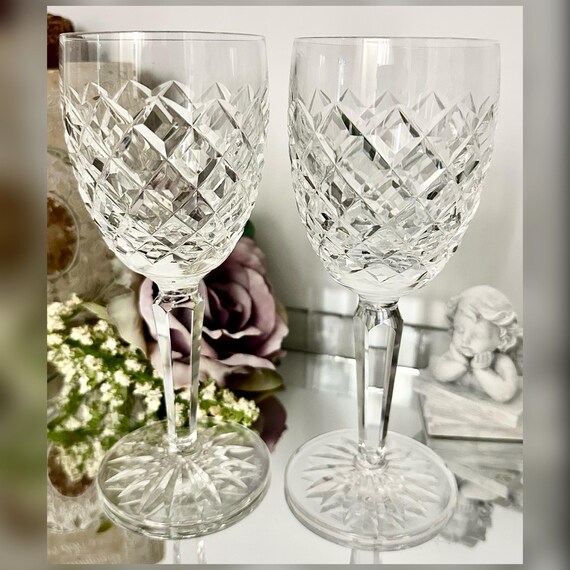 Waterford Comeragh Claret Wine Glasses Crystal Pair