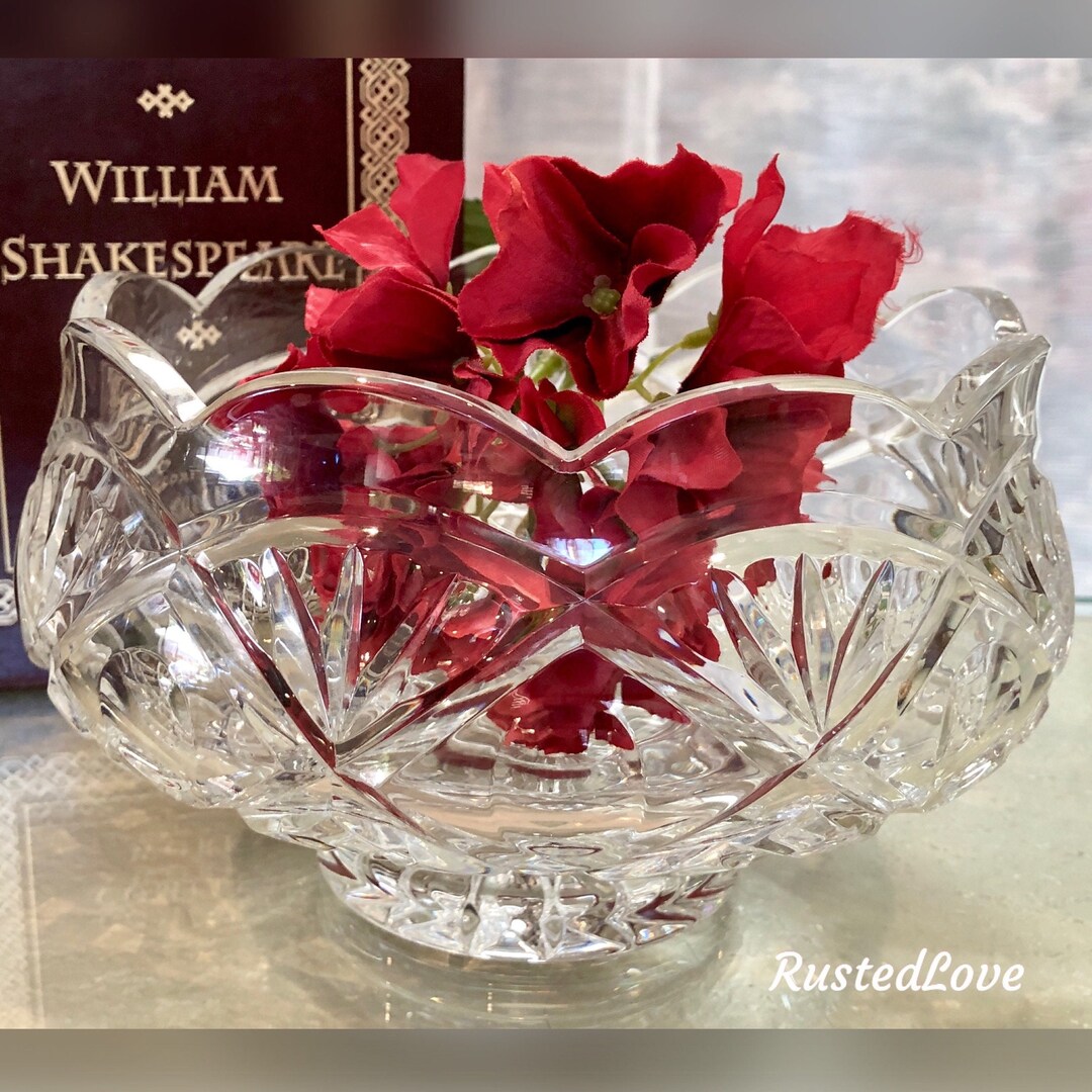 Waterford Crystal Bowl / Waterford Vase / Scalloped Rim Bowl / Etsy