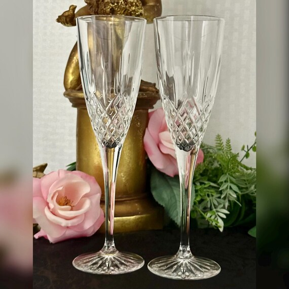Royal Doulton Earlswood Champagne Flutes / Vintage Wedding Toasting Glasses / Royal Doulton Champagne Glasses / Champagne Toasting Glasses