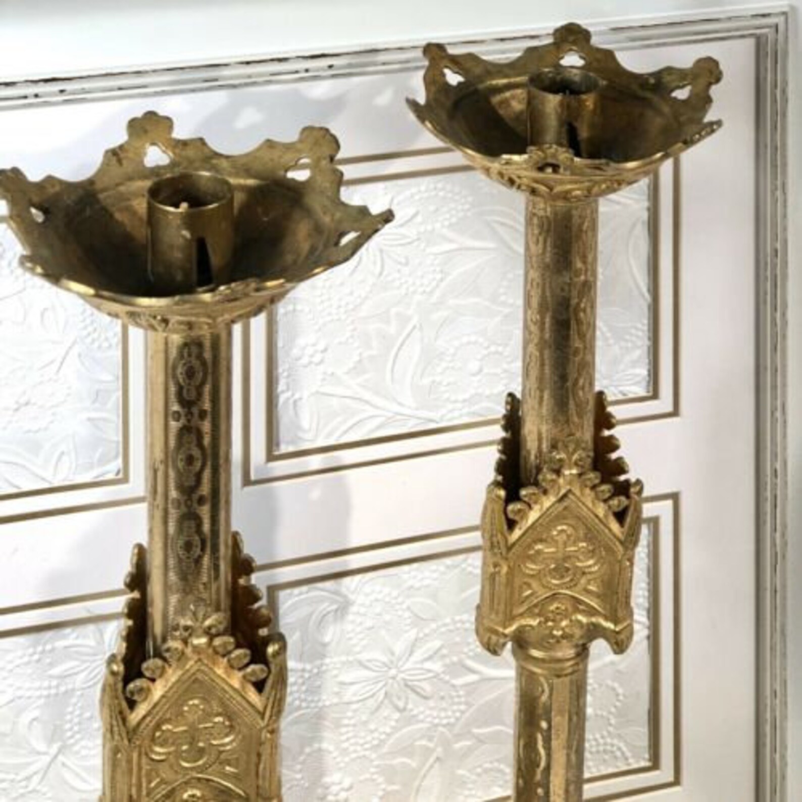 Antique Brass Ornate Church Candle holders Religious 20 Etsy