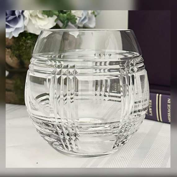 Ralph Lauren Glen Plaid Roly Poly Glass / Vintage Ralph Lauren Crystal Barware / Glen Plaid Lauren Wine Glass / Glen Plaid Roly Poly