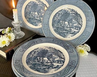 Currier & Ives Old Grist Dinner Plates Set of 4 Royal China