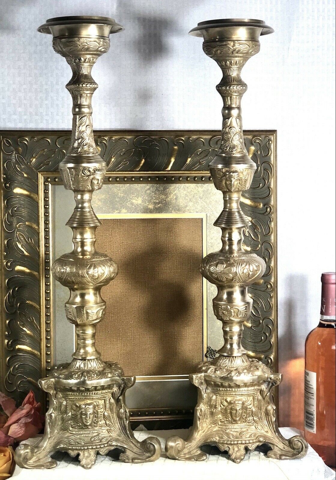 Solid Brass Candle holders Gothic / Baroque Church Alter Etsy
