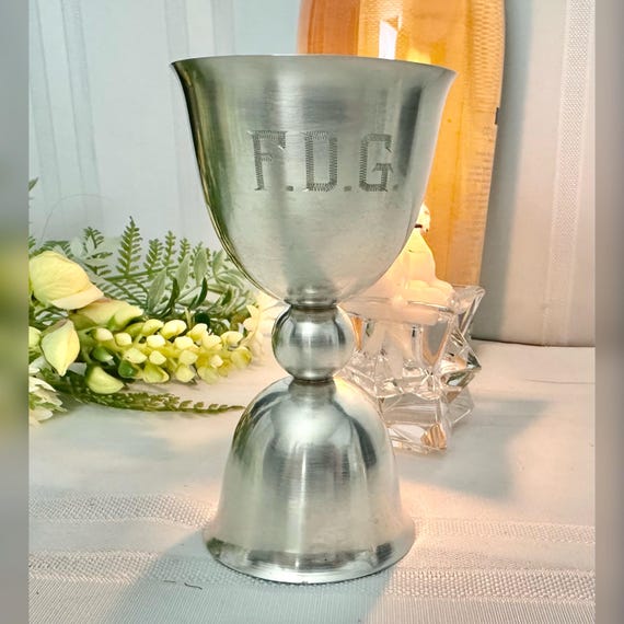 Vintage Sterling Silver Double Jigger Cocktail Measure Barware Monogram