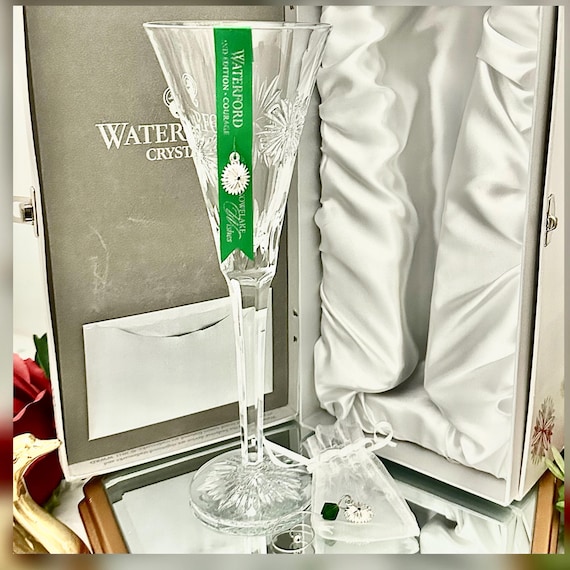Snowflake Waterford Courage Champagne Flute w 2 Charms