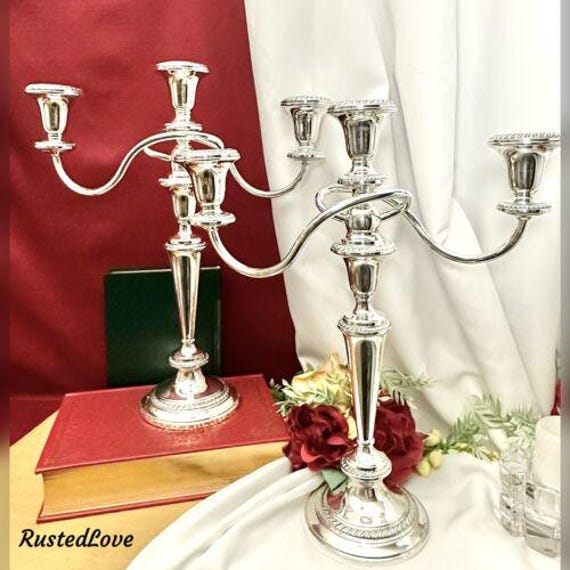 Crown Sterling Silver Candelabras / Sterling Candelabras / Crown Candle Holders / Vintage Candlesticks / Large Sterling Silver Candelabras