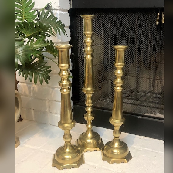 Floor Brass Candlesticks / Fireplace Hearth Candlesticks / Brass Vintage  Candle Sticks / Wedding Candle Sticks / Polished Brass Candlesticks -   Canada