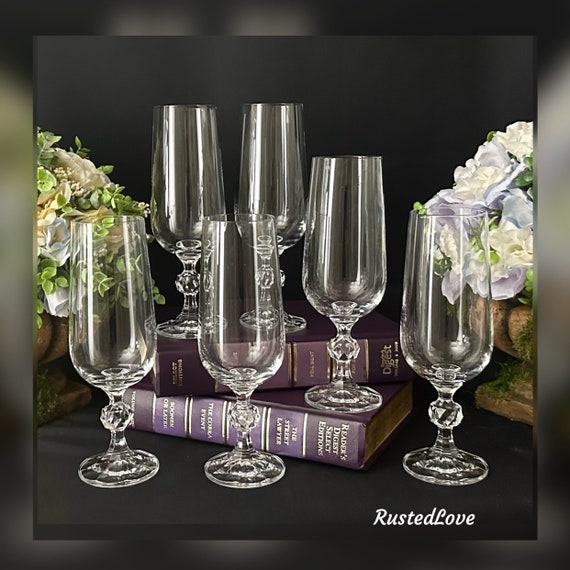 Claudia Champagne Glasses by Impoort Assoc / Claudia Clear Champagne Glasses / Vintage Import Assoc Claudia Champagne Toasting Flutes - 6 Pc