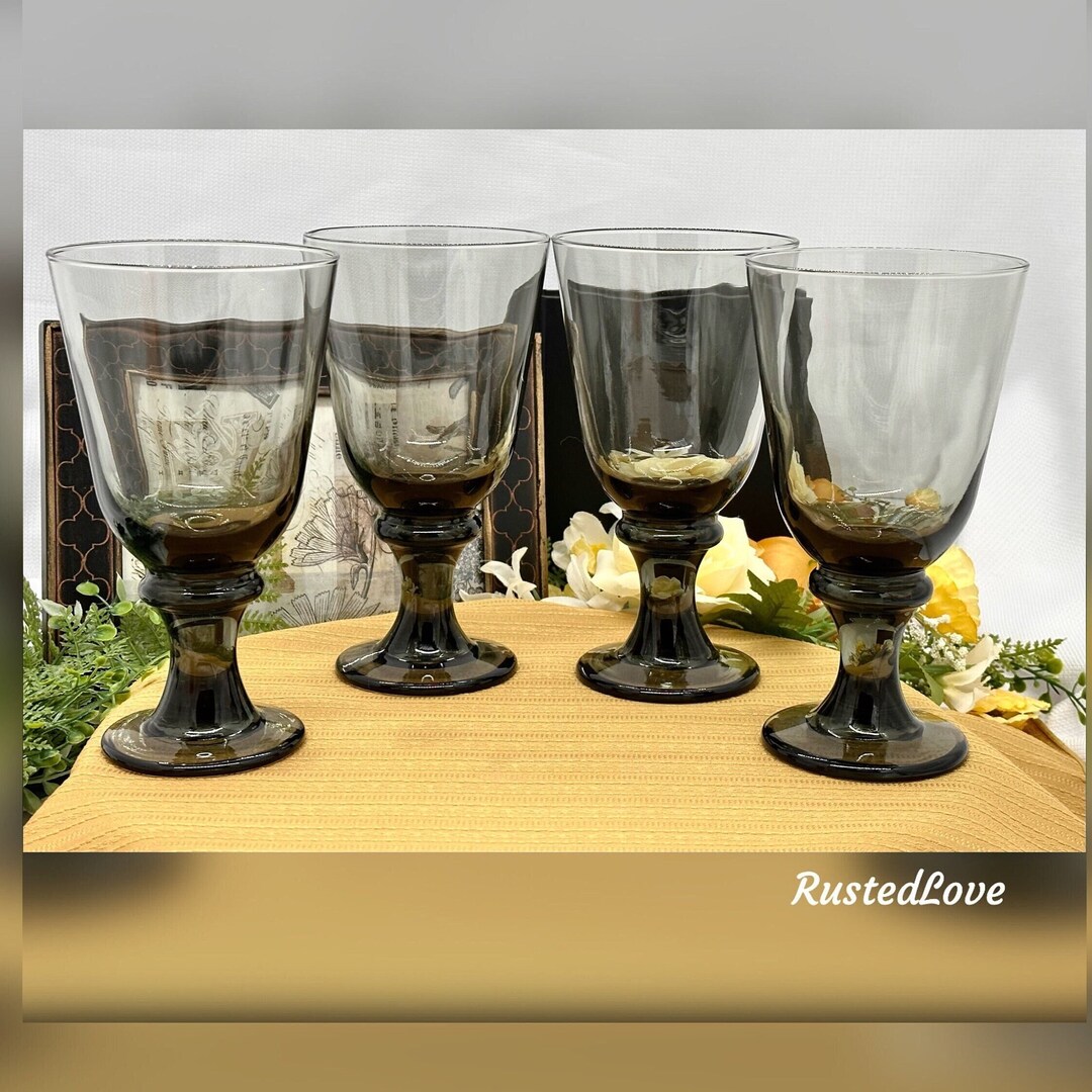 Libbey Nova Black Water Glasses / Vintage Libbey Water Glasses / Libbey ...