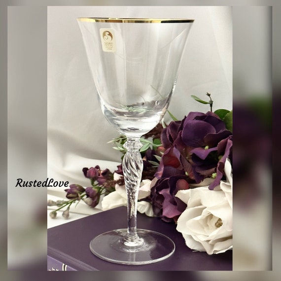 Sasaki Renaissance Gold Water Glass / Vintage Sasaki Gold Rimmed Water Glass / Renaissance Gold Water Glass / Vintagee Saski Water Goblet -1