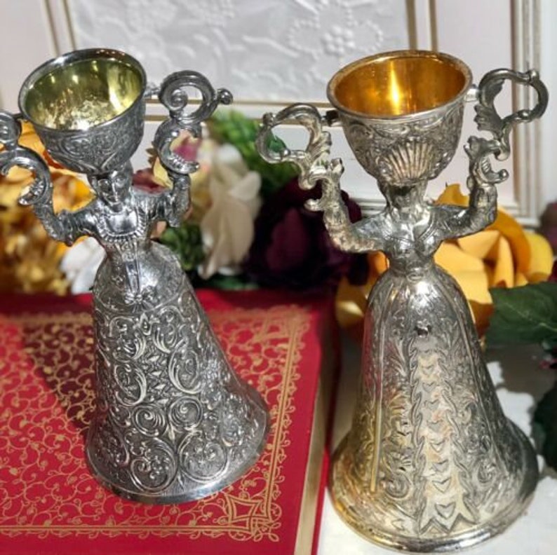 German Wedding Toasting Cups Women Rotating Cup Silver Etsy