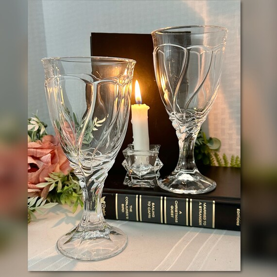 Noritake Sweet Swirl Clear Water Glasses / Noritake Water Goblets / Vintage Sweet-Swirl Water Glasses / Noritake Sweet Swirl Water Goblets 2