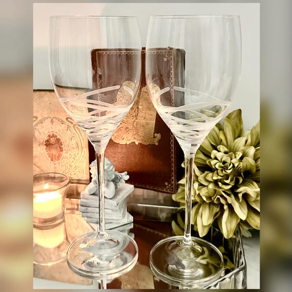 Wedgwood Vera Wang Blanc Sur Blanc Wine Glasses Pair Crystal Replacement