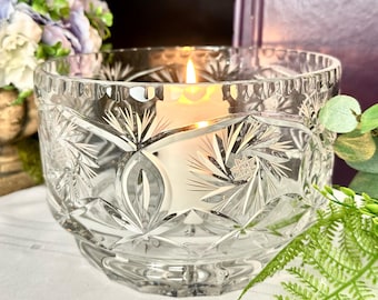 Cut Crystal Centerpiece Bowl, Pinwheel Star Design