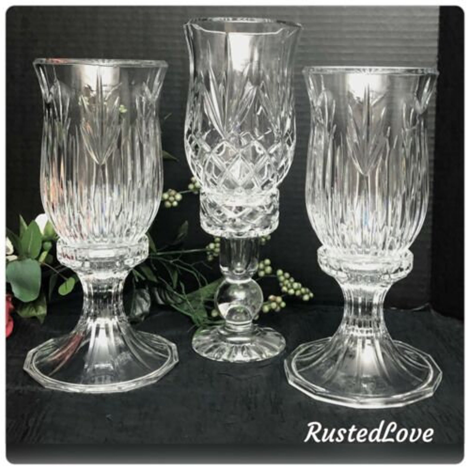 Crystal Hurricane Candle Holders Mixed Lot Wedding Centerpiece Etsy