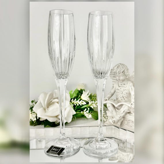 Vintage Mikasa Arctic Lights Champagne Flutes - Set of 2 Wedding Toasting Glasses
