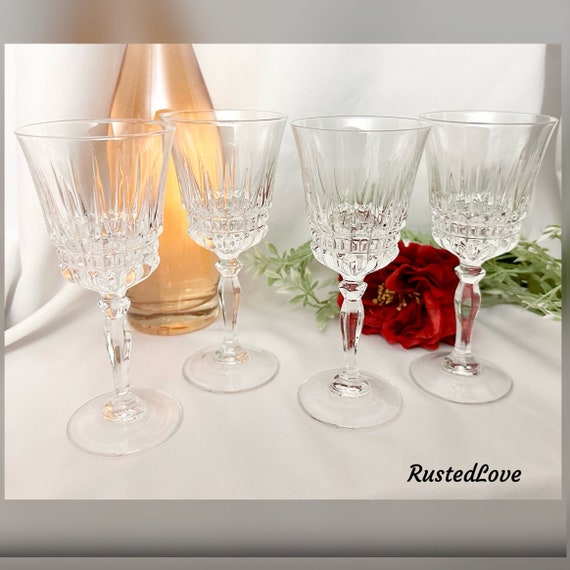 Vintage Villeneuve Wine Glasses / Villeneuve Cristal D'Arques-Durand / Vintage Villeneuve Drinkware / Cristal D'Arques Durand Glasses - 4