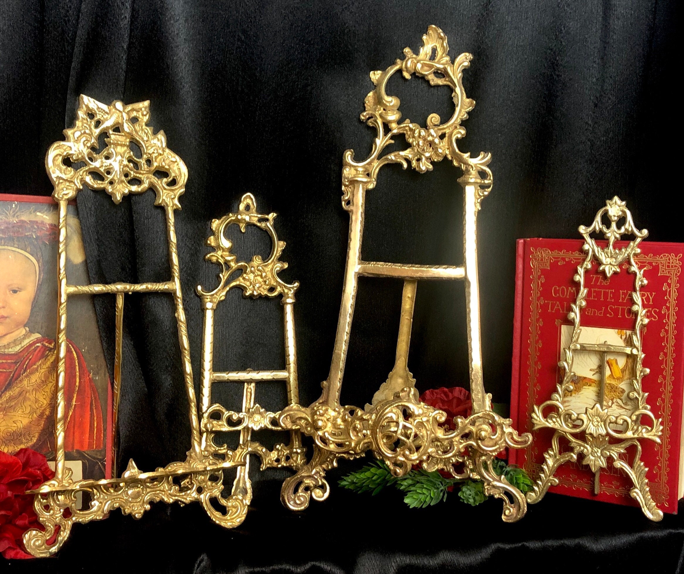 Brass Picture Stands, Book Holders Victorian Decorative Display stands -  Set 4