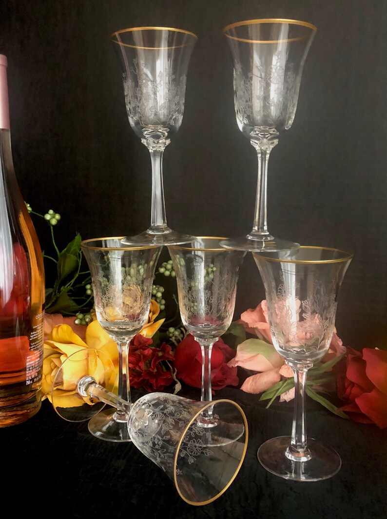 Lenox Wine Glasses / Gold Rim Glassware / Lenox Fontaine / Etsy