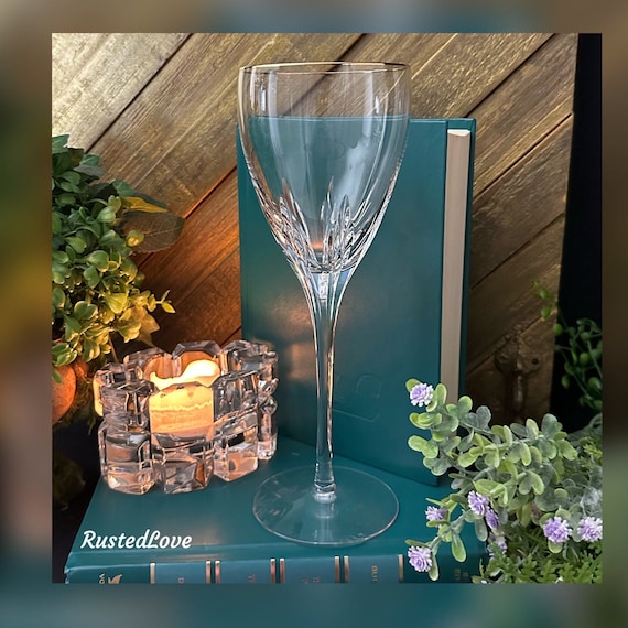 Lenox Firelight Gold Water Goblet / Lenox Firelight No Panel Cut Glass / Firelight Gold Water Glass / Vintage Firelight Water Glass - 1