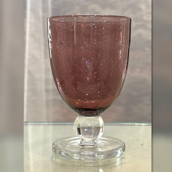 Tag Ltd Plum Water Glass / Tag Plum Bubble Glass / Plum Tag Water Glass / Tag Bubble Glass / Purple Tag Ltd Water Glass / Purple Glass - 1
