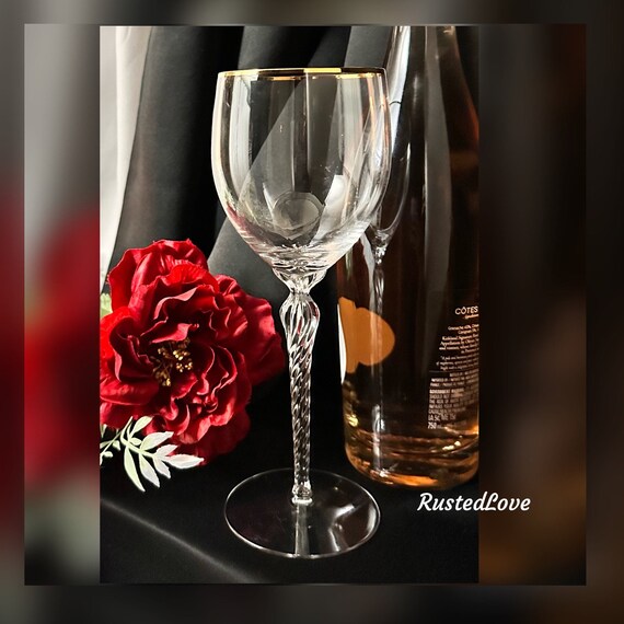 Lenox Citation Gold Wine Glass / Vintage Lenox Citation Glass / OPTIC Bowl / Lenox Wine Glass / Blown Glass / Gold Trimmed Wine Glass - 1