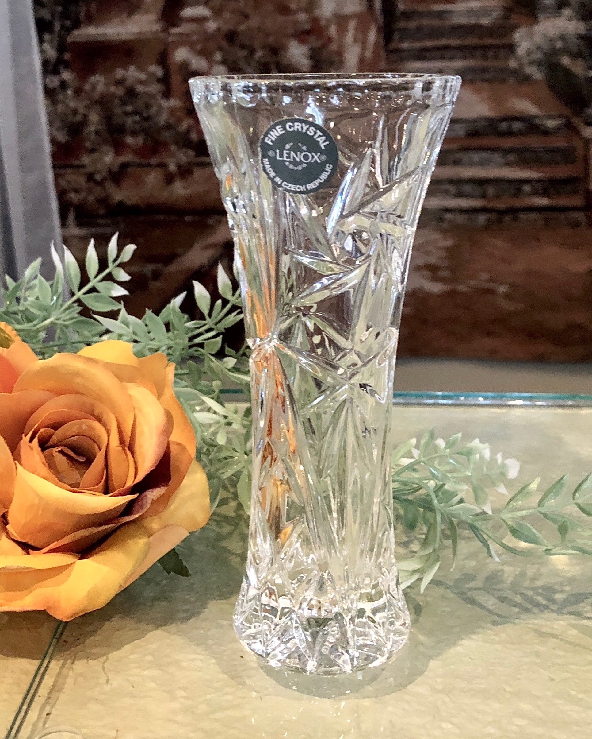 Crystal Cut Glass Vases / Vintage Glass Flower Vases / Etched Etsy