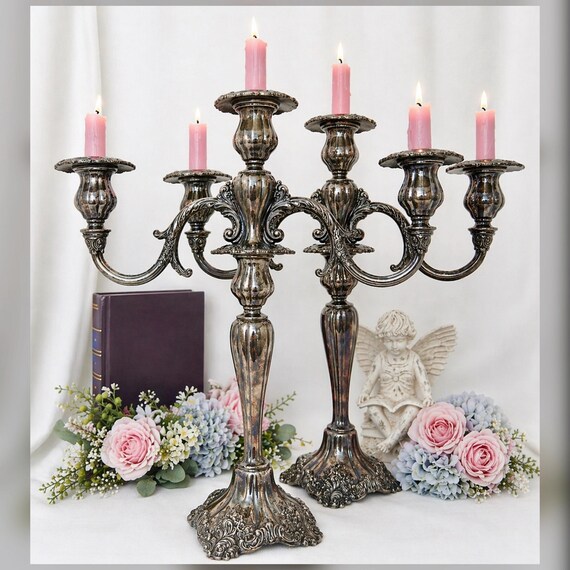 Wallace Grand Baroque Silverplate Candelabra Pair Candle Holders