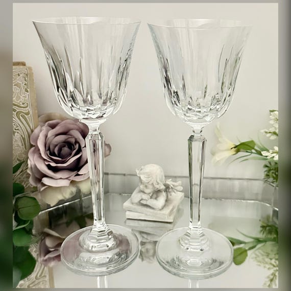 Mikasa Interlude Wine Glasses Pair Vintage Crystal Stemware Goblets