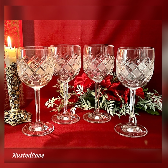 Vintage Bohemia Crystal-Crystalex Wine Glasses / Bohemian Crystal Crystalex Wine Glasses / Bohemian Wine Glasses / Crystal Wine Glasses - 4