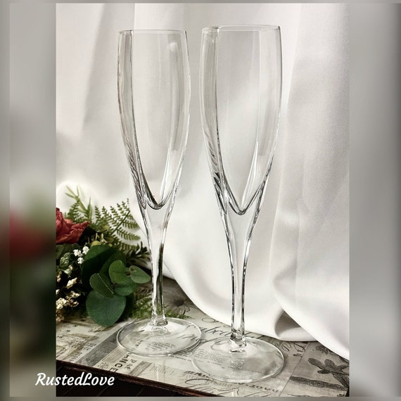 Champagne Flutes / Mikasa Panache Clear / Vintage Champagne Flute / Mikasa  Panache Blown Glass / Vintage Mikasa Wedding Glasses / Drinkware 